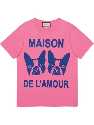 GUCCI MAISON DE L'AMOUR印花全棉T恤 - 粉色