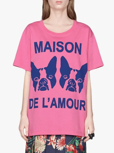 GUCCI MAISON DE L'AMOUR印花全棉T恤 - 粉色
