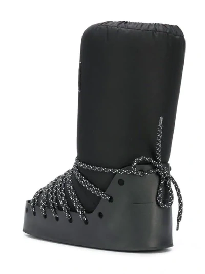 Shop Fendi Logo Moon Boots In F0abb-black+black