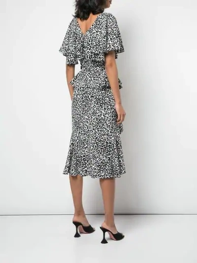 Shop Michael Kors Leopard Print Ruffled Dress In White