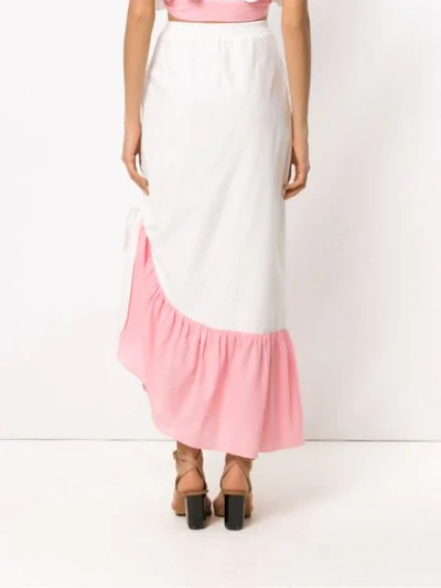 Shop Clube Bossa Ruffled Chalusse Midi Skirt In White