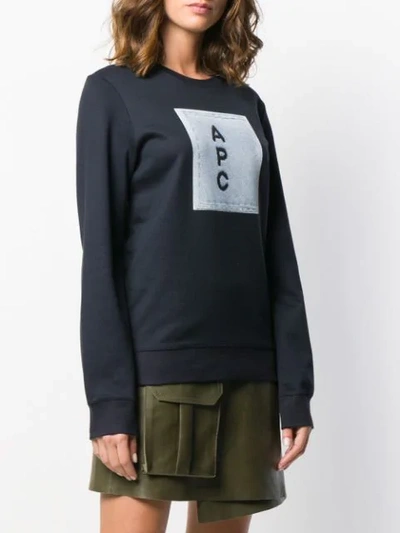 Shop Apc A.p.c. Contrast Logo Jumper - Blue