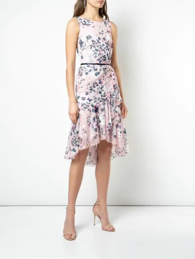 Shop Marchesa Notte Floral Print Dress In Pink