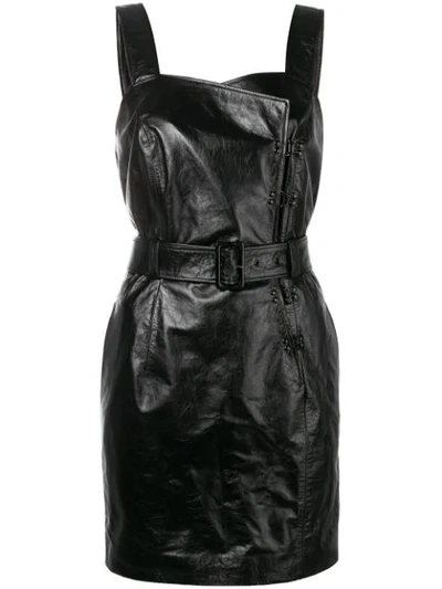 Shop Olivier Theyskens Belted Fitted Dress In Black