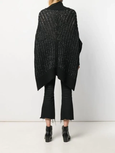 Shop Saint Laurent Open-knit Cape Poncho In Black