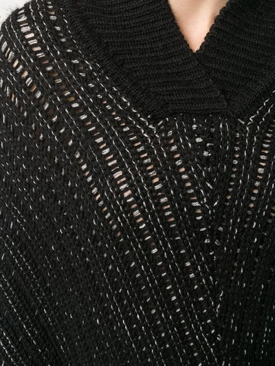 Shop Saint Laurent Open-knit Cape Poncho In Black