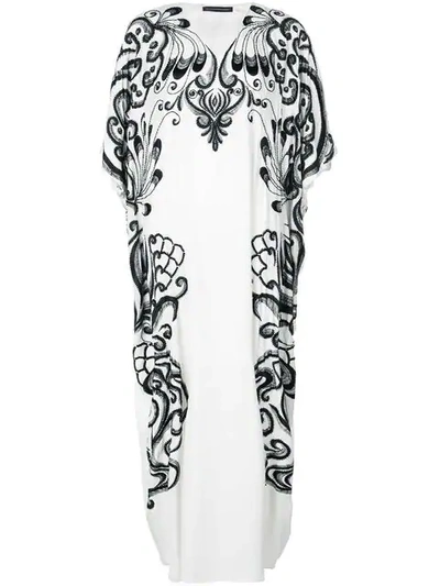 Shop Josie Natori Couture Hand-embroidered Kaftan In White