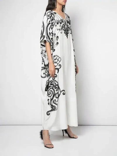 Shop Josie Natori Couture Hand-embroidered Kaftan In White