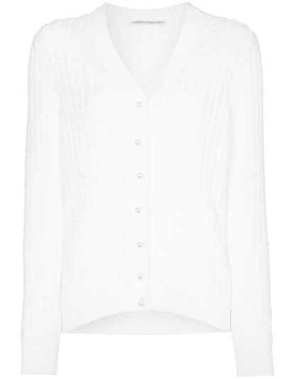 ALESSANDRA RICH KNITTED BUTTON-DOWN CARDIGAN - 白色