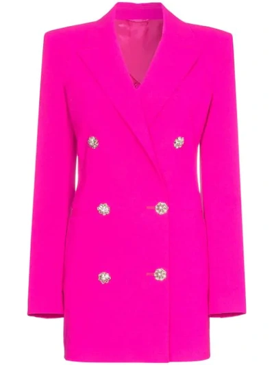 Shop Attico Double-breasted Long-line Blazer In Pink