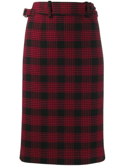 Shop Red Valentino Glen Plaid-pattern Pencil Skirt In Red