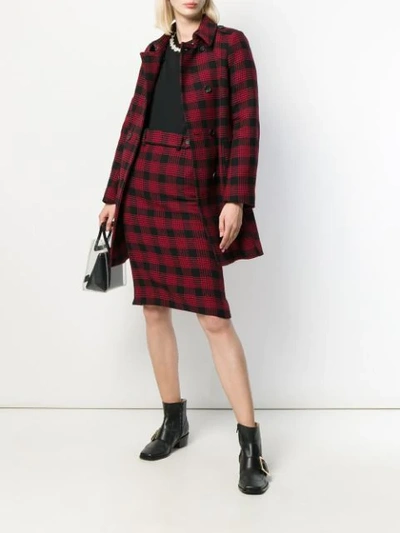 Shop Red Valentino Glen Plaid-pattern Pencil Skirt In Red