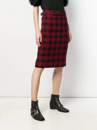Shop Red Valentino Glen Plaid-pattern Pencil Skirt In Red