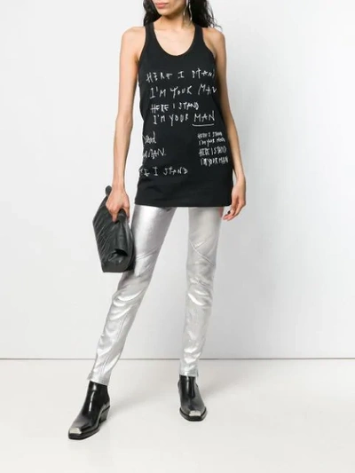 Shop Haider Ackermann Slogan Print Tank Top In 099 Black+ivory