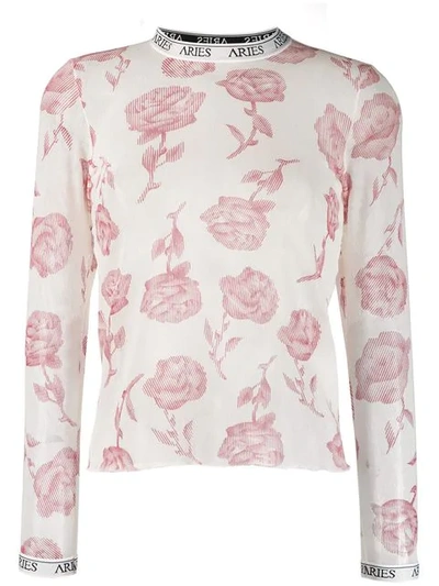 Shop Aries Floral Print Top - Neutrals