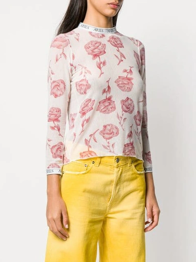 Shop Aries Floral Print Top - Neutrals