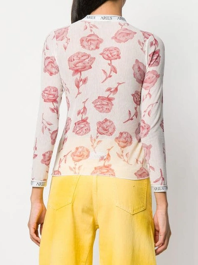 Shop Aries Floral Print Top - Neutrals