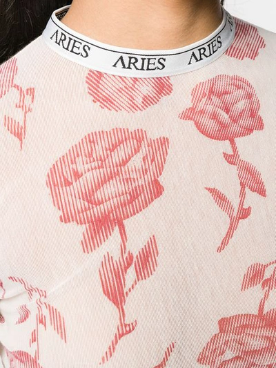 Shop Aries Floral Print Top - Neutrals