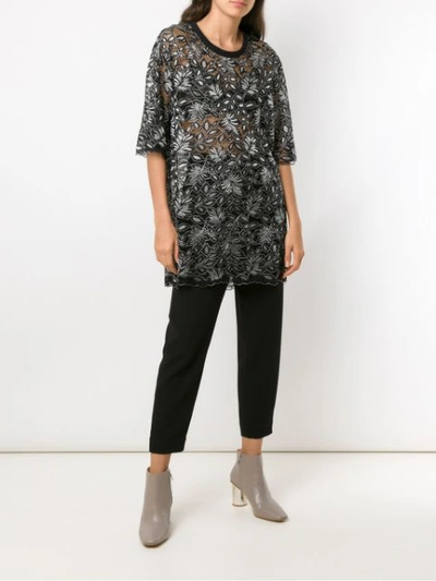 Shop À La Garçonne Oversized Lace Blouse In Black