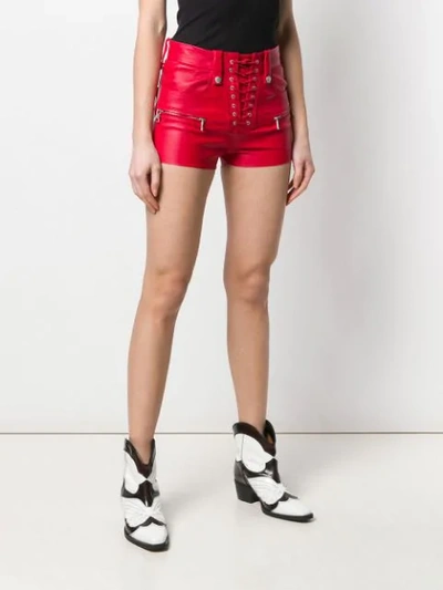 Shop Ben Taverniti Unravel Project Lace-up Fitted Shorts In Red