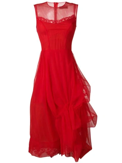 Shop Simone Rocha Gathered Tulle Dress In Red