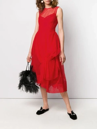 Shop Simone Rocha Gathered Tulle Dress In Red