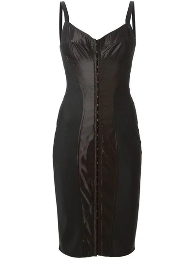 Shop Dolce & Gabbana Strappy Corset Dress In Black
