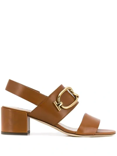 Shop Tod's Open Toe Sandals In Brown