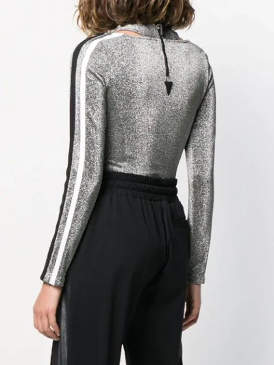 Shop No Ka'oi Metallic Cut-out Body Top In Silver