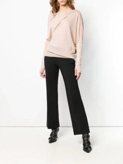 Shop Tom Ford Asymmetric Knitted Blouse In Brown