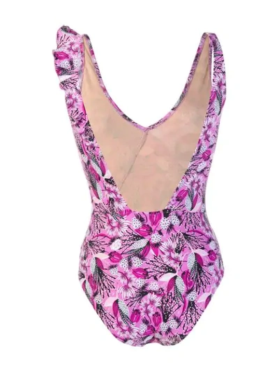 Shop Emmanuela Swimwear Olivia Floral Print Swimsuit In Purple
