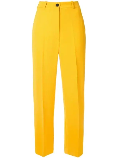 Shop Nehera Public Stretch Straight Leg Trousers In Yellow