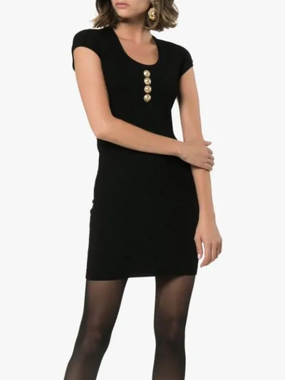 Shop Balmain Knitted Mini Dress In Black