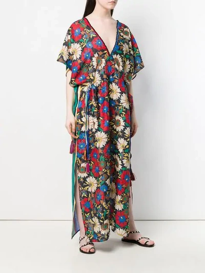 Shop Anjuna Floral Kaftan Dress In Blue