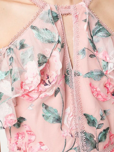 Shop Marchesa Notte Cold Shoulder Floral Dress In Pink