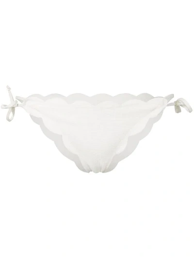 Shop Marysia Scalloped Trim Bikini Briefs In White