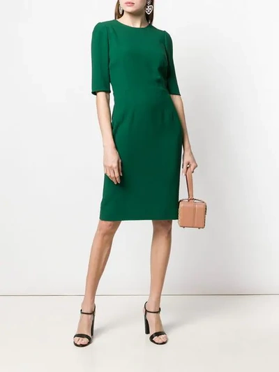 Shop Dolce & Gabbana Fitted Shortsleeved Dress In Green