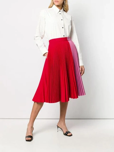 Shop Calvin Klein 205w39nyc Pleated Midi Skirt In Red