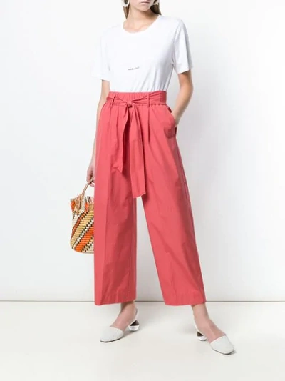 Shop Forte Forte Belted Wide Leg Trousers In Pink