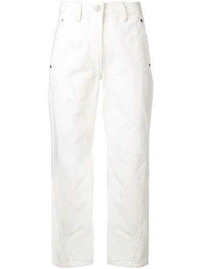 Shop Lemaire Cropped Straight Jeans In White