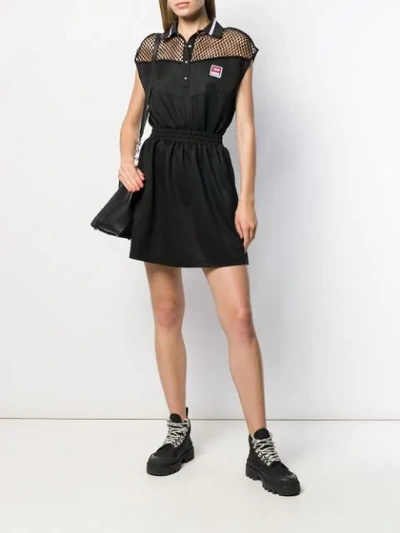 Shop Diesel Mesh Panelled Polo Dress In Black