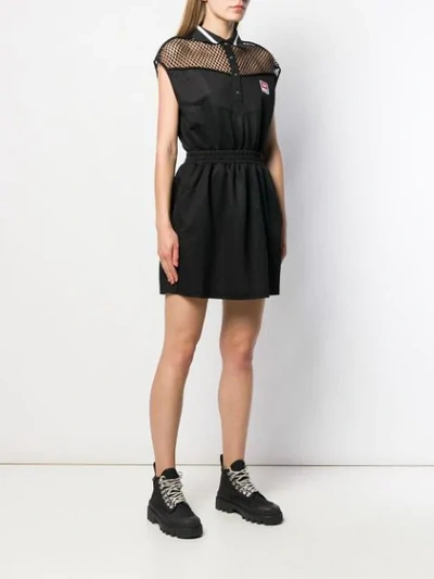 Shop Diesel Mesh Panelled Polo Dress In Black