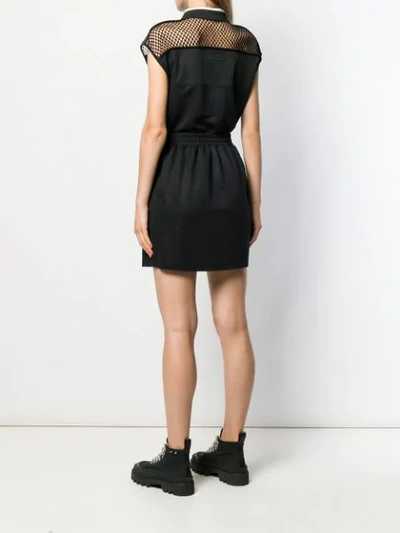 Shop Diesel Mesh Panelled Polo Dress In Black