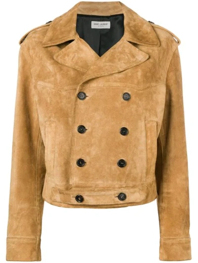 Shop Saint Laurent Classic Box-fit Leather Jacket In 2510 -caramel