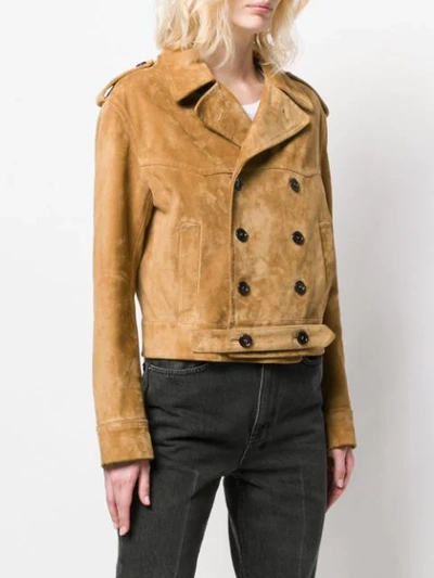 SAINT LAURENT CLASSIC BOX-FIT LEATHER JACKET - 棕色