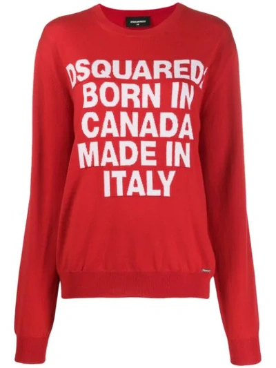 Shop Dsquared2 Born In Canada Knit Sweater In Red