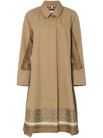 Shop Burberry Scarf-layer Trench Coat In Brown