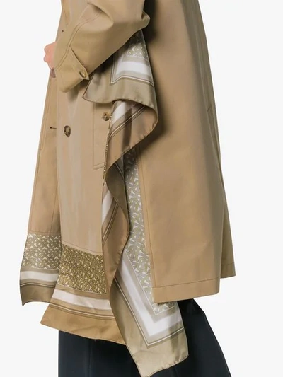 Shop Burberry Scarf-layer Trench Coat In Brown