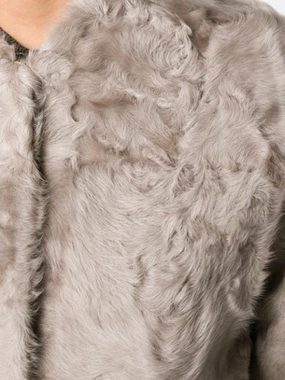 Shop Manzoni 24 Single-breasted Fur Coat - Grey