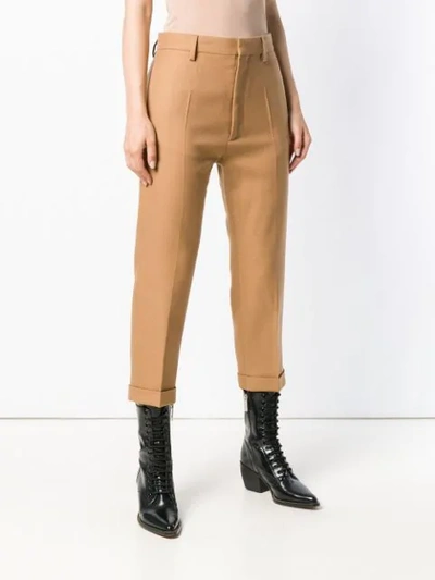 Shop Dsquared2 Cropped Trousers In Brown